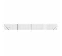 QJBSAVVA Clôture en Treillis Métallique avec Poteaux et Piquets d'Ancrage, Grillage de Jardin en Acier Galvanisé et PVC, 0,8 x 10 m, Kit Complet pour Enclos et Délimitation, Anthracite