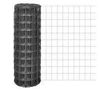 QJBSAVVA Clôture Euro Grillage Acier Plastifié PVC Gris 10x1,5 m | Rouleau de Grillage de Jardin pour Enclos Animaux, Potager et Délimitation Extérieure | Maille 77x64 mm