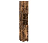 QJBSAVVA Colonne de Salle de Bain Armoire Haute de Rangement avec 2 Portes et Pieds Métal Meuble Vertical en Bois d'Ingénierie Toilette Chêne Fumé 30 x 35 x 192 cm