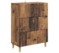 QJBSAVVA Commode de Rangement avec 3 Tiroirs en Bois d'Ingénierie, Chiffonnier Vintage pour Salon et Entrée, Meuble Console Rectangulaire Style Bois Ancien, 66 x 34,5 x 90 cm