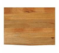 QJBSAVVA Dessus de Table en Bois de Manguier Massif Finition Chêne, Plateau de Table Rustique à Bord Naturel pour Bureau, Table Basse et Salle à Manger, 80 x 60 x 2,5 cm