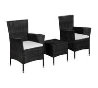 QJBSAVVA Ensemble Bistro 3 Pièces Salon de Jardin Résine Tressée Noir | Mobilier chic pour balcon, terrasse ou petit jardin, comprenant une table et deux fauteuils confortables.
