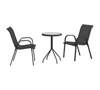 QJBSAVVA Ensemble Bistro de Jardin 3 Pcs Table Ronde 2 Chaises Acier | Mobilier extérieur moderne en acier résistant pour balcon et terrasse. Assise confortable en textilène respirant.