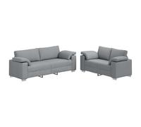 QJBSAVVA Ensemble Canapé Salon 2 Pièces, Canapé 3 Places et Canapé 2 Places en Tissu Moderne, Set de Canapés 5 Places avec Structure Métal pour Séjour, Gris Clair