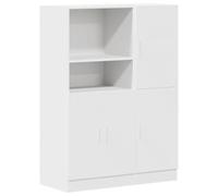 QJBSAVVA Ensemble de 2 Armoires de Cuisine en Bois d'Ingénierie Blanc, Buffet de Rangement avec Étagères Ouvertes et Portes Réversibles pour Salle à Manger et Restaurant, 95 x 41,5 x 131,5 cm