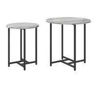 QJBSAVVA Ensemble de 2 Tables d'Appoint Style Industriel Bout de Canapé Carré Tables Gigognes en Bois d'Ingénierie et Métal pour Salon Chambre Gris Sonoma et Noir 50x50x50cm