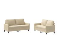 QJBSAVVA Ensemble de canapé 2 pièces avec coussins en tissu crème - Ensemble de canapé moderne 2 places pour salon et bureau - Structure robuste et rembourrage confortable - 138 cm et 158 cm de large