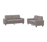 QJBSAVVA Ensemble de canapé 2 pièces en tissu taupe - Ensemble de canapé moderne pour salon avec 2 places (120 cm) et 2 places (140 cm) - Avec 4 coussins - Canapé rembourré avec structure en métal