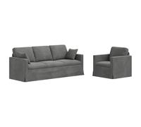 QJBSAVVA Ensemble de canapé 2 pièces en velours gris foncé - Canapé d'angle modulable avec cadre en métal - 198 x 78 x 80 cm et 78 x 78 x 80 cm - Élégant canapé avec housse en velours pour salon et