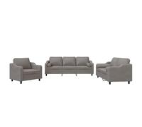 QJBSAVVA Ensemble de canapé 3 pièces avec coussins, tissu taupe, ensemble de 3 places, 2 places et fauteuil, design moderne, pieds en métal robuste, meubles de salon, rembourrage confortable pour le