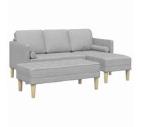 QJBSAVVA Ensemble de Canapé Modulable 3 Places avec Pouf, Canapé d'angle en Tissu Polyester pour Salon, Canapé Design Moderne avec Accoudoirs Plats, Gris Nuage, 173 x 131 x 67 cm