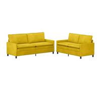 QJBSAVVA Ensemble de Canapés 2 et 3 Places en Velours Jaune, Canapé Moderne et Confortable pour Salon, Canapé Droit Design avec Cadre en Métal et Pieds Noirs