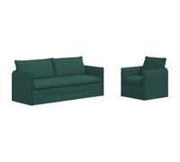 QJBSAVVA Ensemble de Canapés 2 Pièces Vert Foncé, Canapé de Salon Moderne en Tissu avec Cadre en Métal, Canapé Fixe et Fauteuil Modulaire pour Séjour, Salon et Chambre, 196 cm et 75 cm