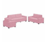 QJBSAVVA Ensemble de Canapés 3 Pièces en Velours Rose, Salon Moderne avec 1 Fauteuil, 1 Canapé 2 Places et 1 Canapé 3 Places, Meubles pour Séjour, Capacité 6 Personnes