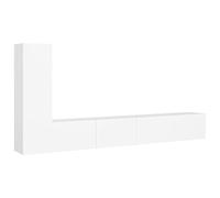 QJBSAVVA Ensemble de Meuble TV Suspendu 3 Pièces Blanc en Bois d'Ingénierie, Meuble Télévision Mural Design avec Grand Espace de Rangement, Armoire HiFi pour Salon et Chambre, Largeur Totale 230 cm