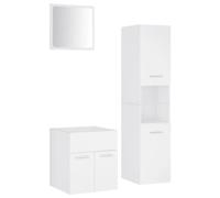 QJBSAVVA Ensemble de Meubles de Salle de Bain 3 Pièces avec Armoire d'Évier, Armoire Haute et Miroir, Mobilier de Rangement Moderne en Aggloméré pour Toilette et Cabinet, Blanc