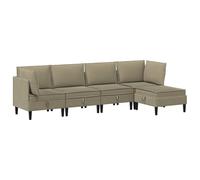 QJBSAVVA Ensemble de Meubles de Salon 5 Pièces, Canapé Modulable 5 Places avec 2 Angles, 2 Éléments Centraux et 1 Pouf, Tissu en Polyester Kaki pour Séjour Moderne