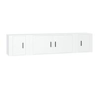 QJBSAVVA Ensemble de Meubles TV 3 Pièces Blanc en Bois d'Ingénierie, Meuble Télé Mural Suspendu pour Salon, Buffet Multimédia avec Portes, Design Moderne et Minimaliste, 180x34,5x40 cm