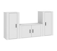QJBSAVVA Ensemble de Meubles TV 3 Pièces Blanc en Bois d'Ingénierie, Meuble TV Mural Suspendu Design Moderne pour Salon, Buffet avec Grand Rangement pour Médias, 80x34,5x40 et 40x34,5x80 cm