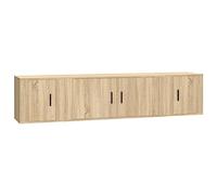 QJBSAVVA Ensemble de Meubles TV 3 Pièces Meuble TV Suspendu avec Portes Banc TV Mural en Bois d'Ingénierie pour Salon et Chambre Buffet Multimédia Moderne Chêne Sonoma