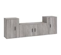 QJBSAVVA Ensemble de Meubles TV 3 Pièces Mural, Meuble TV Suspendu en Bois d'Ingénierie, Buffet Bas Salon avec Rangement, Banc TV pour Écran Plat, Couleur Sonoma Gris