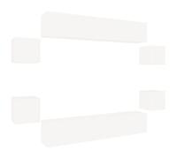 QJBSAVVA Ensemble de Meubles TV 8 Pièces Blanc en Bois d'Ingénierie, Meuble TV Mural Suspendu pour Salon Moderne, Rangement Multimédia Flottant avec 4 Unités de 80cm et 4 Unités de 30,5cm