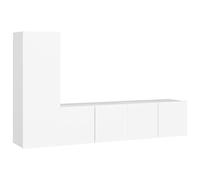 QJBSAVVA Ensemble de Meubles TV Suspendu 3 Pièces, Meuble de Salon Mural en Bois d'Ingénierie Blanc, Rangement HiFi pour Salon et Chambre, Design Moderne et Gain de Place