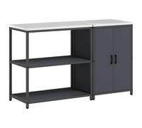 QJBSAVVA Ensemble de Rangement Cuisine avec Étagère et Placard 2 Pièces, Meuble Bas de Cuisine en Acier Laminé à Froid, Buffet Industriel Moderne pour Organisation, Anthracite 150x50x92 cm