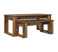 QJBSAVVA Ensemble de Tables Basses 2 Pièces en Bois d'Ingénierie, Tables de Salon Rectangulaires Effet Bois Ancien, Mobilier Moderne et Robuste pour Séjour et Lounge, 100x50x42cm