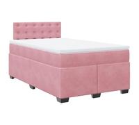 QJBSAVVA Ensemble Lit 120x190 avec Matelas et Sommier Velours Rose | Lit capitonné avec tête de lit et surmatelas lavable pour optimiser le confort de votre chambre à coucher.