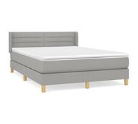 QJBSAVVA Ensemble Lit à Sommier 140x190 cm avec Matelas Gris Clair | Idéal pour votre chambre à coucher, cet ensemble en tissu apporte un soutien adapté et un confort durable.