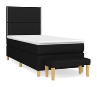 QJBSAVVA Ensemble Lit Boxspring 100x200 Noir Matelas Surmatelas Banc