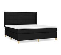 QJBSAVVA Ensemble Lit Boxspring 160x200 cm avec Matelas et Surmatelas Noir