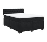 QJBSAVVA Ensemble Lit Boxspring 160x200 Velours Noir avec Matelas