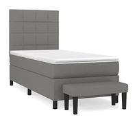 QJBSAVVA Ensemble Lit Boxspring 90x200 cm avec Matelas et Banc Gris