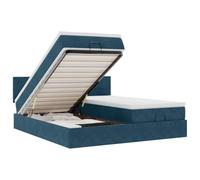 QJBSAVVA Ensemble Lit Coffre Velours Bleu avec Matelas 180x200 cm | Optimisez votre chambre avec ce lit double doté d'un grand coffre de rangement hydraulique et de matelas confortables.