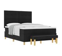 QJBSAVVA Ensemble Lit Complet 140x200 cm avec Matelas et Banc Noir | Mobilier élégant pour chambre adulte comprenant cadre de lit, tête de lit, matelas en mousse, surmatelas et banc.