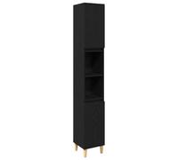 QJBSAVVA Ensemble Meuble de Salle de Bain 3 Pièces Noir, Set de Rangement avec Colonne Haute, Armoire Moyenne et Meuble Bas en Bois d'Ingénierie pour Organisation Moderne