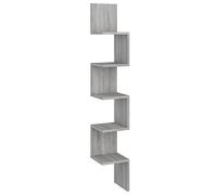 QJBSAVVA Étagère d'angle Murale Fine en Bois d'Ingénierie, Bibliothèque de Rangement Suspendue à 5 Niveaux, Colonne Décorative pour Salon et Chambre, 20x20x127,5 cm, Sonoma Gris