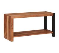 QJBSAVVA Étagère de Rangement en Bois d'Acacia Massif, Bibliothèque Basse Design Moderne avec Pieds en Fer, Meuble Décoratif Robuste pour Salon et Bureau, Marron, 80 x 30 x 40 cm