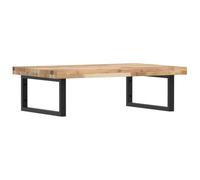 QJBSAVVA Étagère de Vasque Murale 100x50x4 cm en Bois d'Acacia Massif et Acier Noir, Plan de Travail Rectangulaire Robuste avec Support pour Meuble de Salle de Bain Flottant