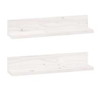 QJBSAVVA Étagère Murale en Bois de Pin Massif Lot de 2, Tablettes Flottantes 50x11x9 cm, Support de Rangement Blanc pour Salon et Chambre, Design Rustique pour Décoration et Livres