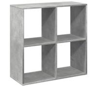QJBSAVVA Étagère séparatrice de pièce, Bibliothèque cubique 4 Cases, Meuble de Rangement Ouvert, Bois d'ingénierie, Gris béton, 69,5 x 29 x 69,5 cm, Design modulaire pour Salon et Bureau