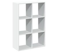 QJBSAVVA Étagère Séparatrice de Pièce, Bibliothèque Cubique à 6 Compartiments, Meuble de Rangement en Bois d'Ingénierie pour Salon et Bureau, Blanc, 69,5x29x103,5 cm