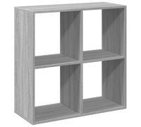 QJBSAVVA Étagère Séparatrice de Pièce et Meuble de Rangement à 4 Cases, Bibliothèque Cubique en Bois d'Ingénierie, Design Contemporain pour Salon et Bureau, Sonoma Gris, 69,5 x 29 x 69,5 cm