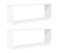 QJBSAVVA Étagères Murales Cube 2 Pièces Blanc 60x15x23 cm en Bois d'Ingénierie, Étagère Flottante pour Salon Chambre et Bureau, Présentoir Mural pour Livres Objets de Collection et Décoration