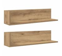 QJBSAVVA Étagères Murales Flottantes Lot de 2 en Chêne Artisanal, Rayonnage Mural en Bois d'Ingénierie pour Salon et Chambre, Design en L Polyvalent, 75 x 16,5 x 16,5 cm