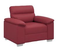 QJBSAVVA Fauteuil 100 x 81 x 84 cm en cuir synthétique avec accoudoirs larges et structure en métal Fauteuil rembourré pour salon, bureau, chambre d'amis, design moderne Rouge vin