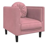 QJBSAVVA Fauteuil avec coussin en velours rose - Fauteuil rembourré pour salon, chambre à coucher - Fauteuil cocktail moderne avec pieds en bois stables - Fauteuil de relaxation doux - 110 kg - 71 x