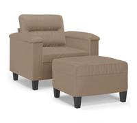 QJBSAVVA Fauteuil avec Repose-Pied Cappuccino 60 cm en Similicuir, Chaise de Salon avec Structure en Métal et Bois, Siège de Détente Moderne pour Relaxation et Lecture